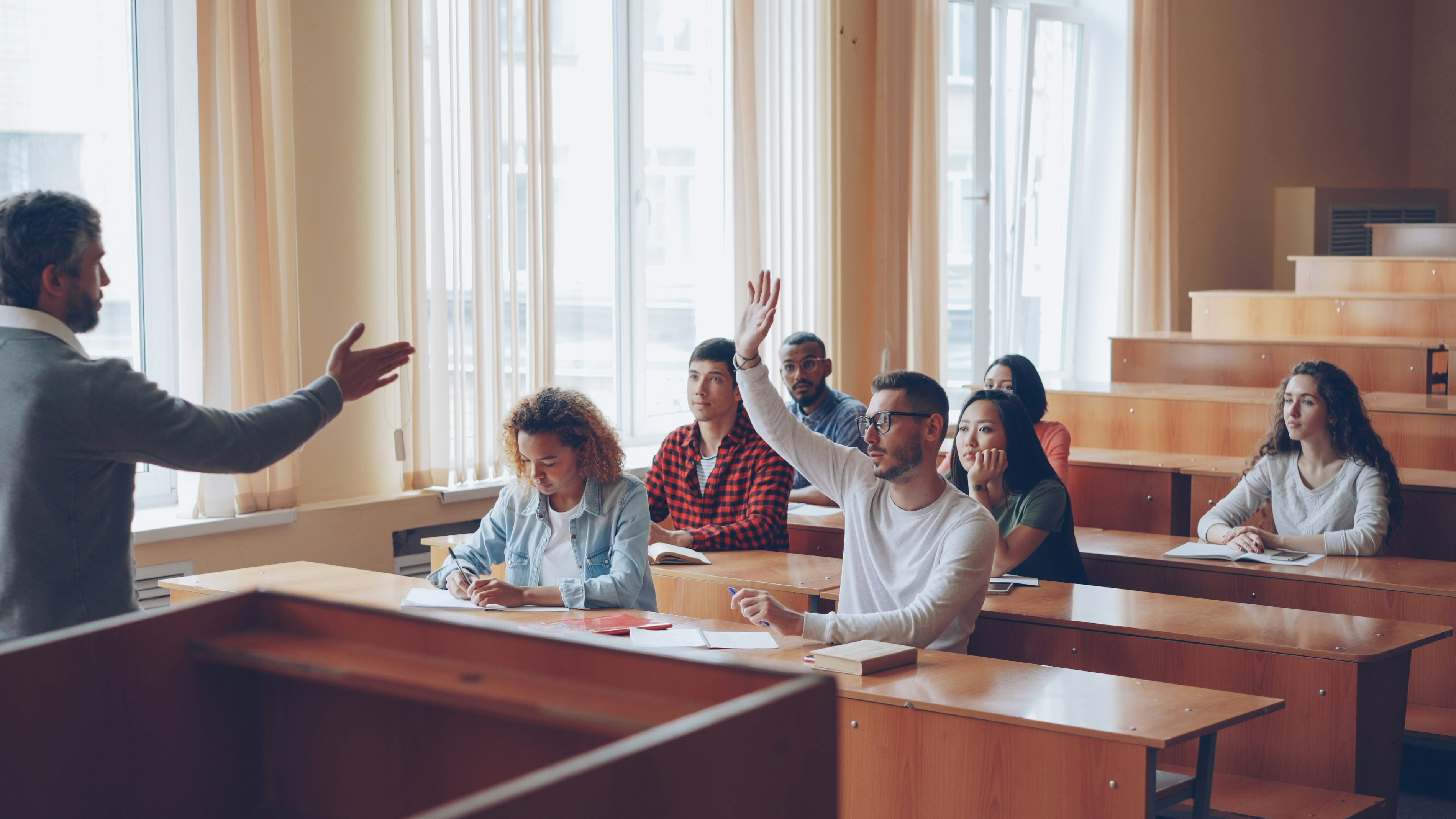 Teacher and students in a classroom